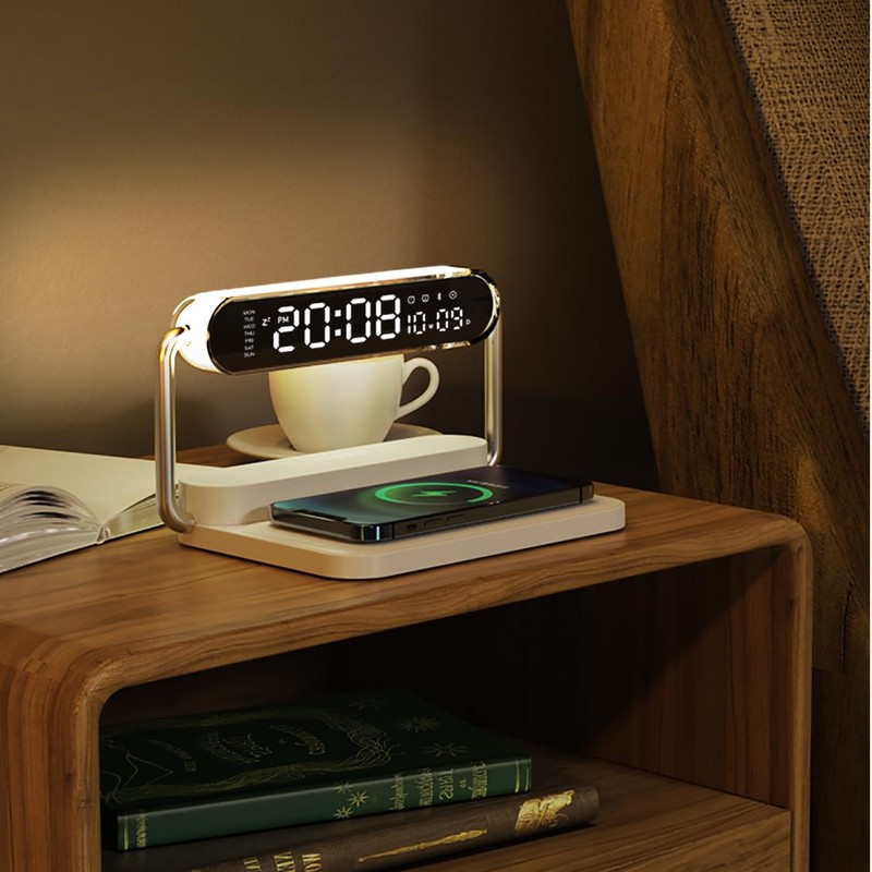 4-in-1 Multifunction Mobile Wireless Charger with Colorful Night Lights, Bluetooth