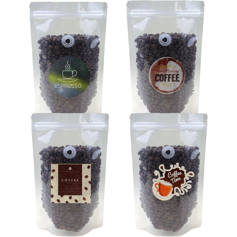 AwePackage 8 oz Clear Stand up Zipper Pouch Coffee Bag