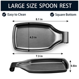 Black Stainless Steel Spoon Rest for Kitchen Stove Top, Herogo Large Cooking Utensil Spatula Ladle Holder with Square Bottom, Home Accessories for Kitchen Countertop, Heavy Duty, Dishwasher Safe