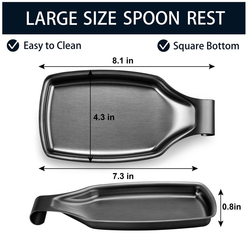 Black Stainless Steel Spoon Rest for Kitchen Stove Top, Herogo
