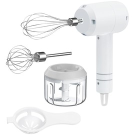Rosenstein & Söhne Akku Mixer: 3in1-Akku-Handmixer, Zerkleinerer und Schneebesen, USB, 20 Watt (Kaffeemühle, Mini-Mixer, Küchenhelfer)