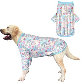 PriPre Dog Cute Blue Unicorn T Shirts doughnut Pattern Printed Pet Shirt Softable Pajamas for Large Dog (L,Blue)