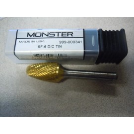 Monster SF6 D/C TIN Tree Shaped Radius Carbide Bur, 5/8" Cutting Diameter