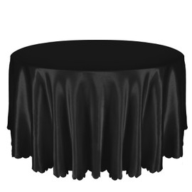 Entisn 1 Pack 90 Inch / 7.5 Ft Round Tablecloth, Black Satin Table Cloth for 30-72 Inch Table, Overlay Bright Silky Satin Table Cover, Wrinkle Resistant Table Decoration for Wedding Banquet Party