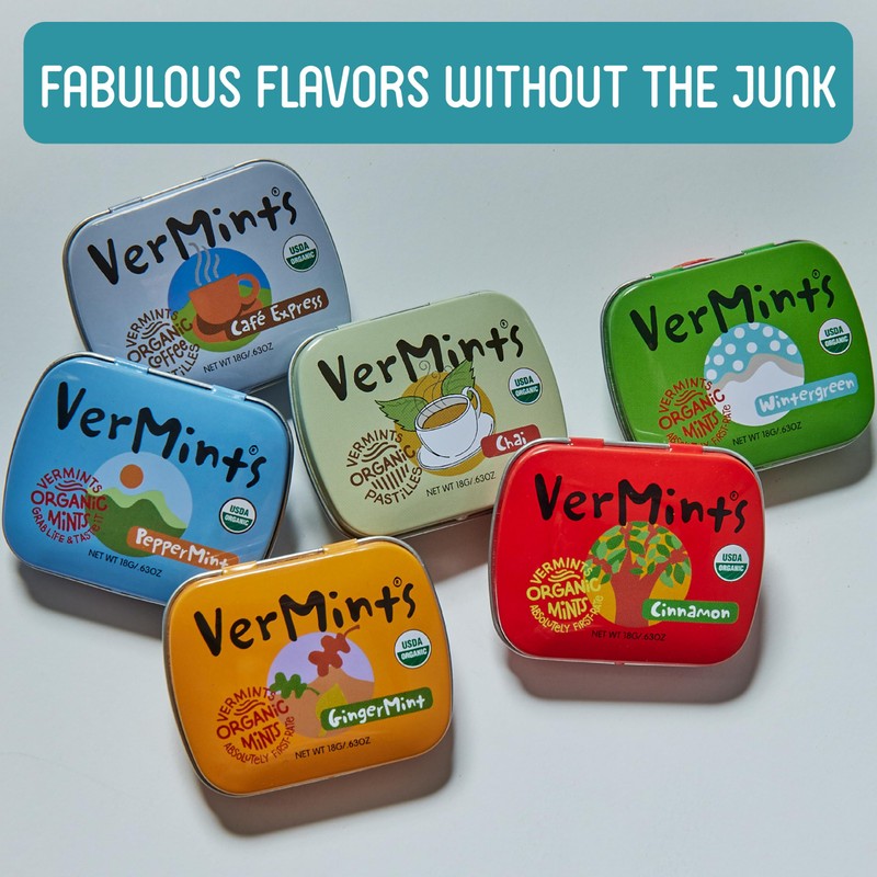 VerMints Organic Breath Mints GingerMint - Real Ginger Flavored Candies