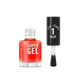 Rimmel Super Gel Jelly Gloss, Nagellack, 018 Orange Sorbet, langer Halt, einfache Anwendung, Maniküre, Gel-Effekt, splitterfest, klare Formel, 12 ml