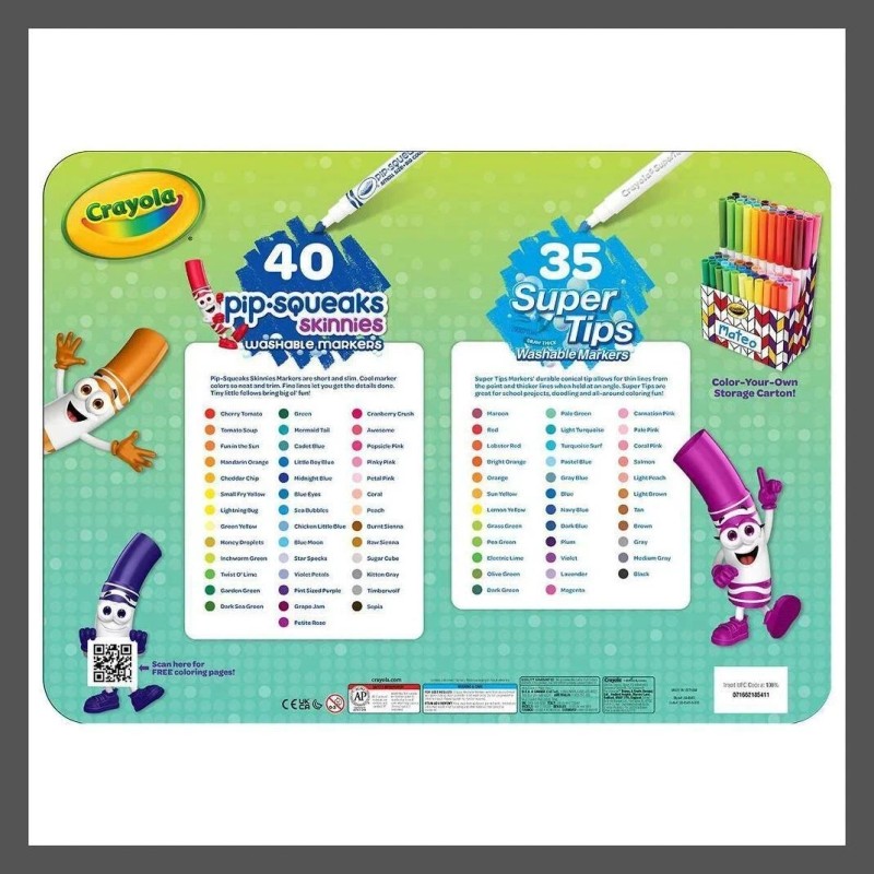 Crayola Super Color Set 75 Piece with Storage Container Washable