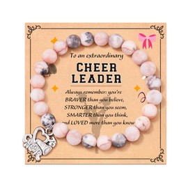 MMIUAEG Cheer Bracelet Cheerleader Jewelry Pink Stone Cheer Charm Wristlet for Cheerleader Cheerleading Gifts Game Day Bracelet-Style B