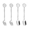 Chenshuo Dessert Tableware Spoon Fork Set,Stainless Steel Dessert Spoon Fork