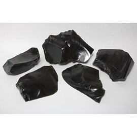 Obsidian Chunks (5) Volcanic Glass, Natural Mineral, Mineralogy Sample