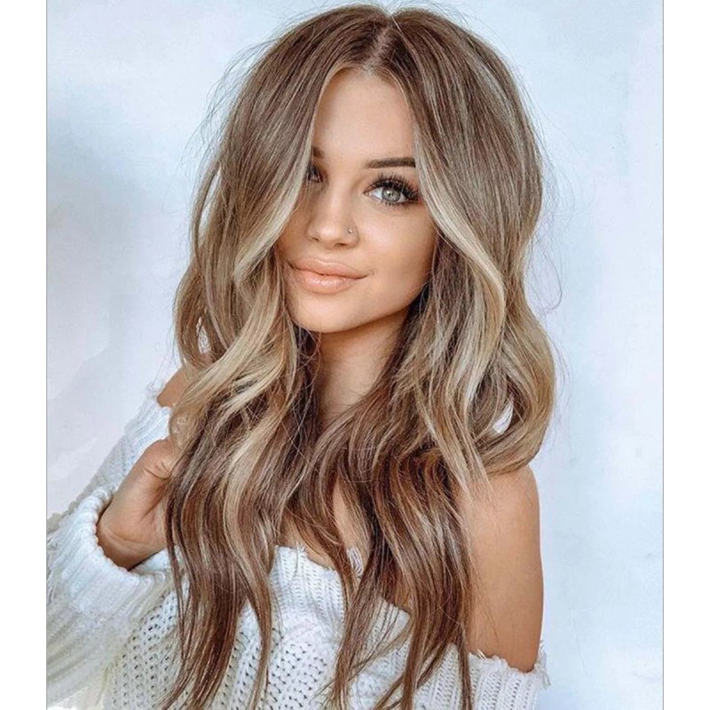 Generic Peluca Para Mujer, Pelo Largo Y Rizado, Degradado, Marrón,
