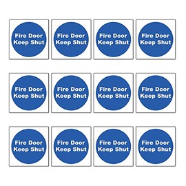 Stcky Fire Door Safety Vinyl Signs [Pack of 12] - Fire Door Keep Shut Sign (100mm x 100mm)