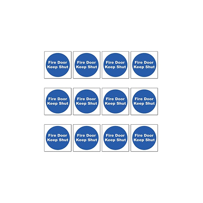 Stcky Fire Door Safety Vinyl Signs [Pack of 12] -