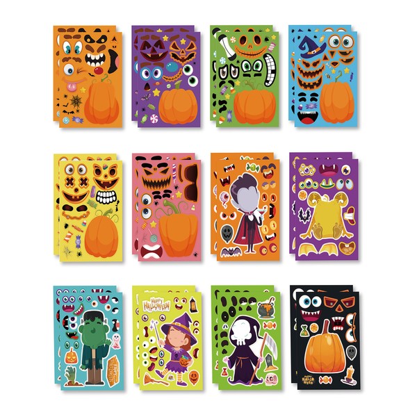 24 Make-a-Face Sticker Sheets Create Your Own Halloween Characters –