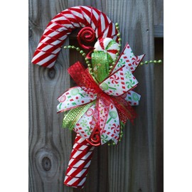 BCL Christmas Metal Metal Form Frame House Door (14 Inch) Candy Cane Wreath Shaped Holiday Wire Wreathe (2Pack)