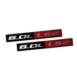 ERPART RED Black 6.0L LS2 Real Aluminum Engine Hood Emblem Badge Nameplate Compatible with GM General Motors Corvette SSR Pontiac Holden HSV Trailblazer (Pack of 2)