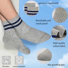 SPTRAMLE Kids Socks, 12 Pairs Boys Socks Kids Crew Socks Cotton Athletic Socks for Boys Girls Toddler 9-12 Years