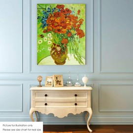 Niwo ART- Red Poppies and Daisies, Vincent Van Gogh Painting Reproduction, Framed Ready to Hang