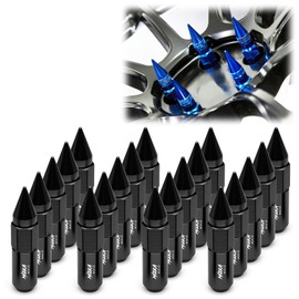 Black 20 PCS M12x1.25 Lug Nuts Spiked 60mm Extended Tuner Aluminum Wheels Rims Cap WN03
