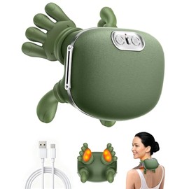 Massager, 4D Neck Massager with Heat, Portable Neck, 3 Modes and 2 Heat Settings, USB Electric, Relaxes Muscles and Relieves Fatigue, for Home & Office, Green