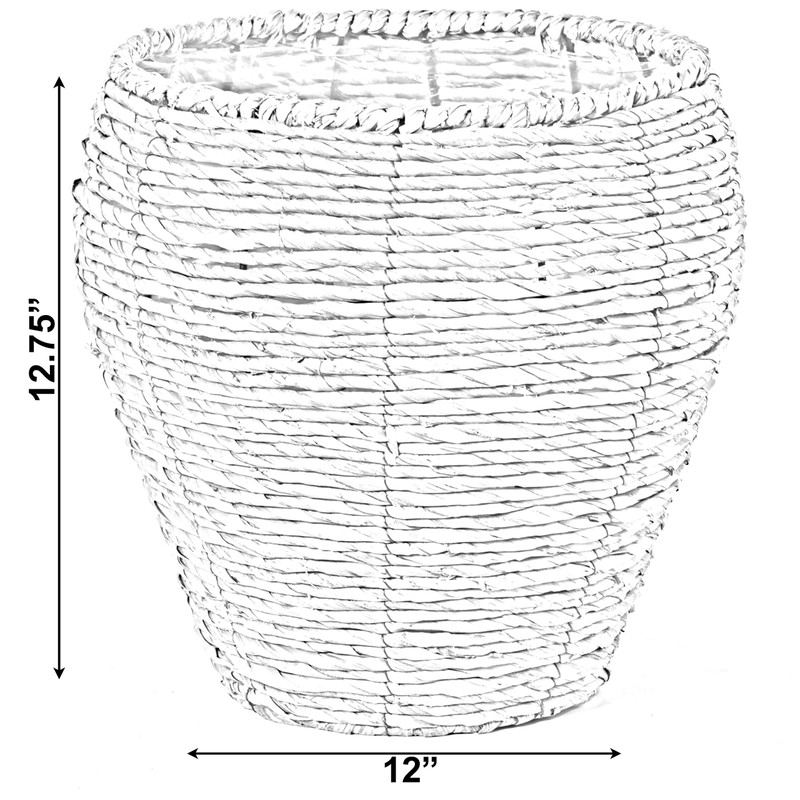 Woven Round Flower Pot Planter Basket with Leak-Proof Plastic Lining