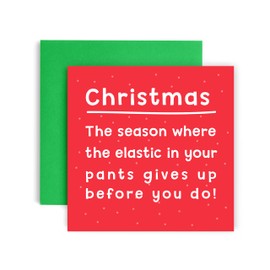 Huxters Christmas Cards for Women Men – Elastic Pants Christmas Happy Christmas Card for him and her Family Christmas Holiday – Dad Mum Brother Sister Auntie Uncle Daughter holiday laughter card
