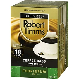 The House of Robert Timms Italian Espresso Coffee Bags (18 Piece Pack)