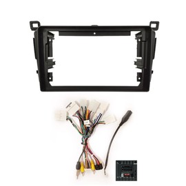9'' Car Radio Stereo Dash Frame Fascia Bezel Panel w/Power Harness Cable Compatible for Toyota RAV4 2013 14 15 16 17 18 Install Mount Kit