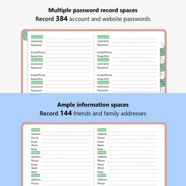 UpUDo Password Book with Tabs, Hardcover Internet Password Keeper and Telephone Address Organizer for Record Contacts-140 Pages- 5.8 * 8.3 inch Journal for Home or Office