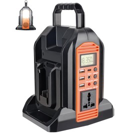 350W Power Inverter for Black+Decker 20V Battery, 2-Ports DC 20V to AC 110-120V Pure Sine Wave Battery Inverter with 3 USB-A Port, 1 USB-C Port,300lm LED Light for Camping Travel Emergency(Tool Only)