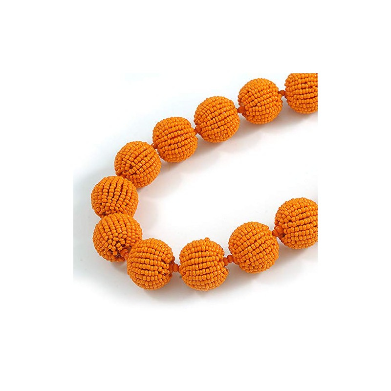 Avalaya Orange Glass Bead Ball Chunky Necklace/54cm L
