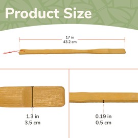 Bamboo 3X Shoe Horn Handle 17" & Tape Measure - 4 Total Units