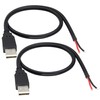 HCFeng 18AWG USB 2.0 Male Plug to 2pin Bare Cable