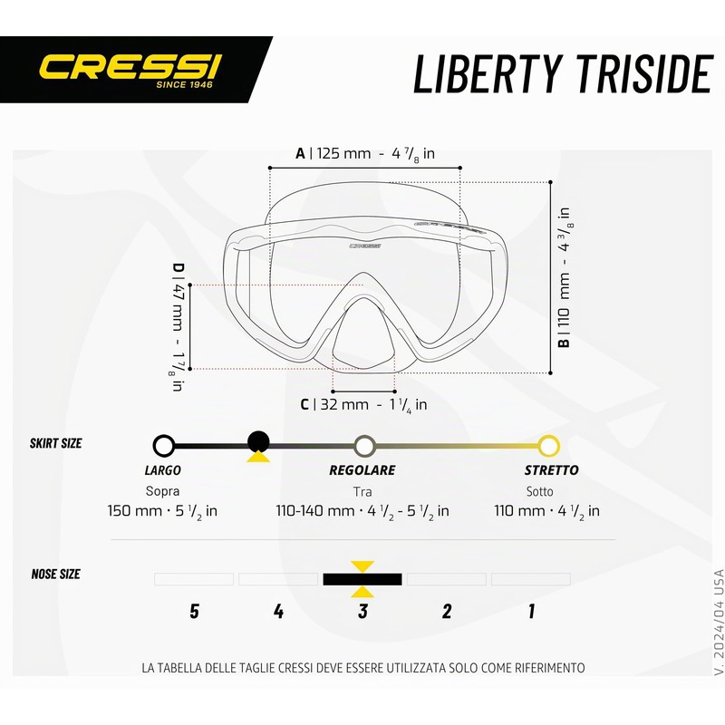 Cressi Liberty TRISIDE Mask Black-Graphite