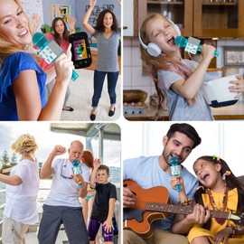 Wowstar Wireless Microphone, Karaoke Bluetooth Microphone for Kids Adults, Portable Toy Karaoke Mic Speaker Machine, Home KTV Player Support Android & iOS Devices for Party Singing (Blue)