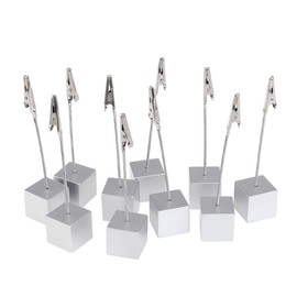 NUOLUX 10pcs Memo Clip Holder Stand with Alligator Clasp for Pictures Card Paper Note Clip (Silver)