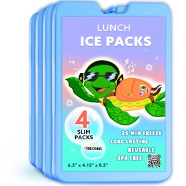 Kona® Lunch Box Ice Packs For Kids – Stays Cold All Day – Reusable Gel Pack For Lunchbox, Lunch Bag, Bento Box (4)