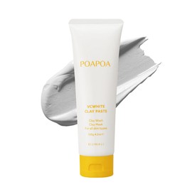 Poapoa VC White Clay Paste, Vitamin C, Glutathione, Hyaluronic Acid, Ceramide, Pores, Square Plug, Blackhead, Smooth, Moisturizing, Mud, Clay, 4.2 oz (120 g), No Whisking Required