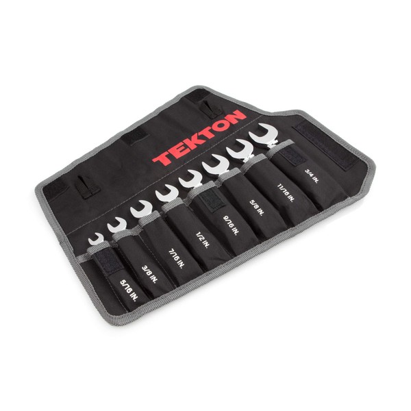 TEKTON Stubby Combination Wrench Set with Roll-up Storage Pouch, Inch,