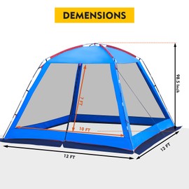 CAMPMORE Screened Camping Tent 12 x 12 Ft 8 Person Weatherproof Camping Canopy Camping Tent Screen Shelter Gazebos for Patios Outdoor Activities