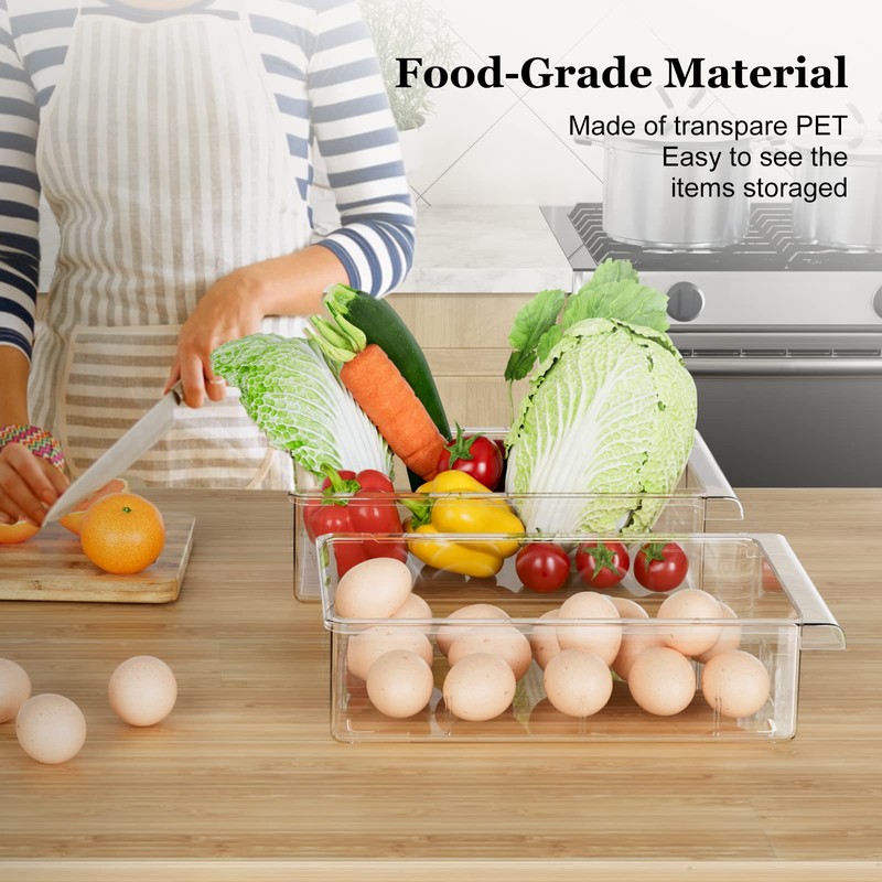 SNSLXH 2 Pack Refrigerator Drawer Organizer, Pull Out Shelf Storage