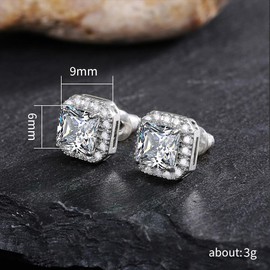 Tesuivra Lightweight White Gold Plated White Cubic Zirconia Stud Earring for Women, Copper, Cubic Zirconia