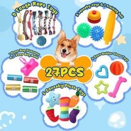 Puppy Toys,27 Pack Dog Toys for Small Dogs,Dog Rope Toys,Puppy Teething Toys,Puppy Chew Toys,Squeaky Plush Toys,Interactive Dog Toys
