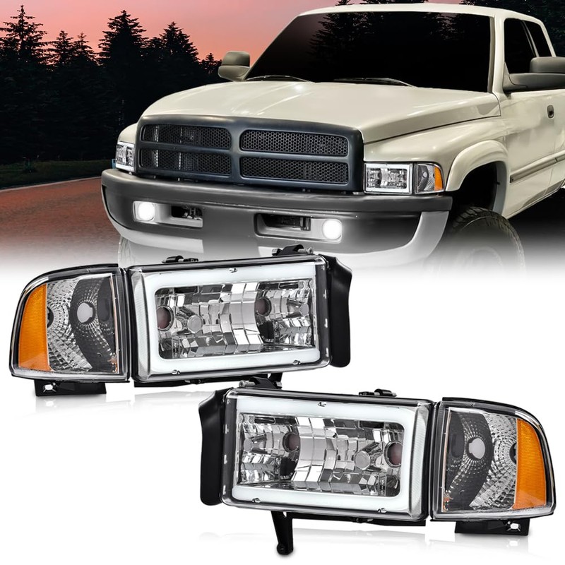 G-PLUS LED C Light Bar Headlights Assembly Fit Dodge Ram
