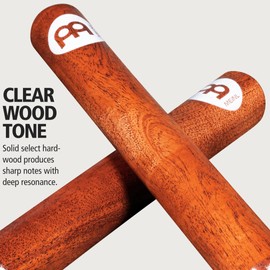 Meinl Percussion Wood Claves Classic - 1 Pair of Cylindrical Tonewoods - With Cutting Sound - Musical Instrument - Walnut, Natural (CL1RW)