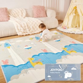Joypony Baby Play Mat 79" X 71",Extra Large Foldable Play Mats for Babies and Toddlers,Waterproof AntiSlip Portable Baby Floor Mat for Tummy Time,Foam Baby Mat for Floor with Travel Bag Indoor Outdoor