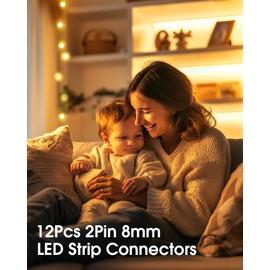 HitLights 12 Pack LED Connector 2 Pin 8mm Solderless LED Tape Lights Connector Transparent LED Strip Lights Connectors with Screwdriver Strip to Wire for 12V 24V Single Color LED Light Strips