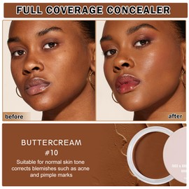 QIUFSSE Under Eye Concealer for Dark Circles Color Correcting,Pro Concealer Full Coverage Tattoo Cover up Makeup,Under Eye Brightener,Long-lasting Corrector de Ojeras (10 Buttercream)