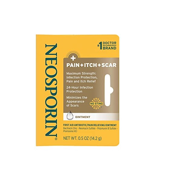 Neosporin Pain/Itch/Scar Multi-Action Ointment, 0.5 Ounce per Box (4 Pack)