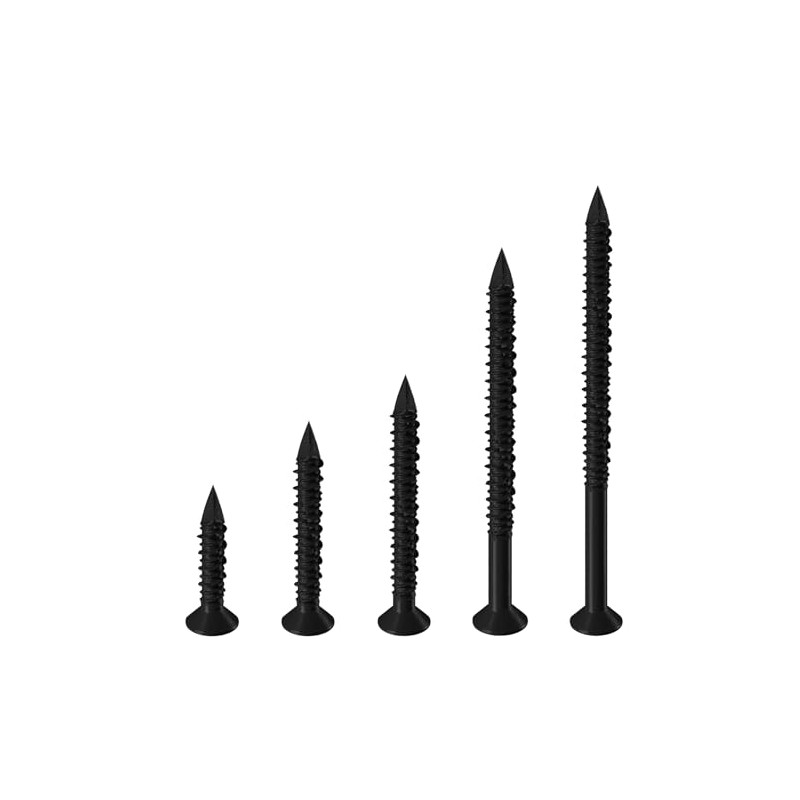 WenSilon(100 PCS) 1/4" x5 Black Concrete Screw Anchor Black Flat